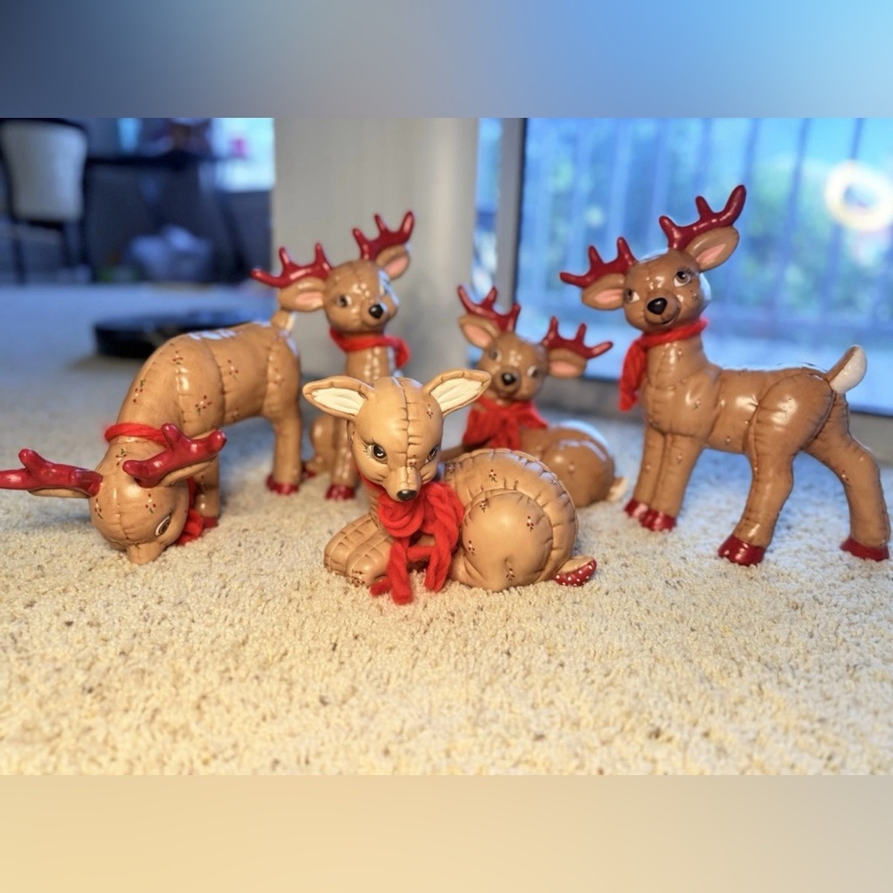 Vintage Gerz Christmas Reindeer Stein Set (5) 1988 Limited Edition Pewter